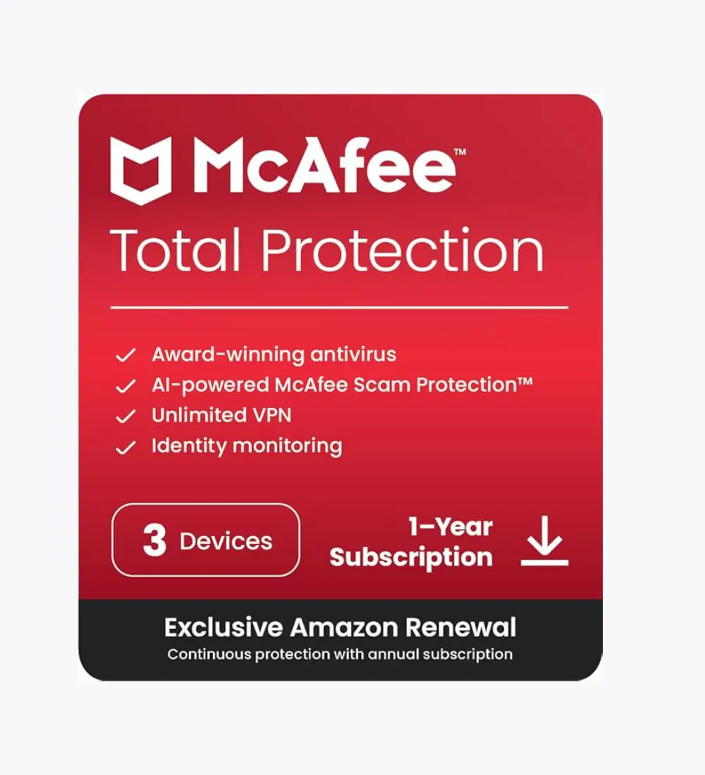 McAfee Total Protection 2024 Ready | 3 Device | Cybersecurity Software Includes Antivirus, Secure VPN, Password Manager