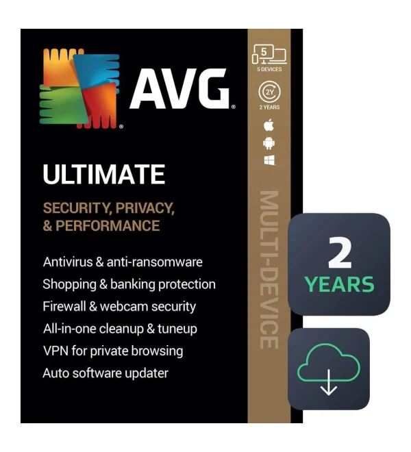 AVG Ultimate 2024 | 5 Devices, 2 Years | Antivirus, Cleaner, and VPN