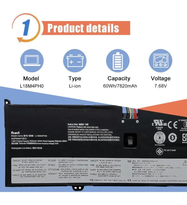 Laptop Battery Compatible with Lenovo Ideapad 14 inch Series 5B10T11585, 5B10W67374,5B10T11586 - Image 2