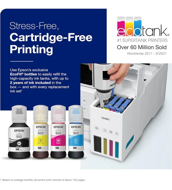 Epson EcoTank Wireless Color All-in-One Cartridge-Free Supertank Printer with Scan - Image 4