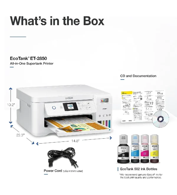 Epson EcoTank Wireless Color All-in-One Cartridge-Free Supertank Printer with Scan - Image 2