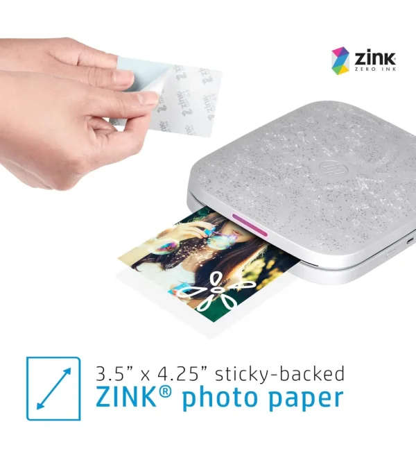 Wirelessly print 3.5 x 4.25-inch photos on zinc paper using iOS and Android devices with the HP Sprocket 3x4 Instant Photo Printer, available in white - Image 2