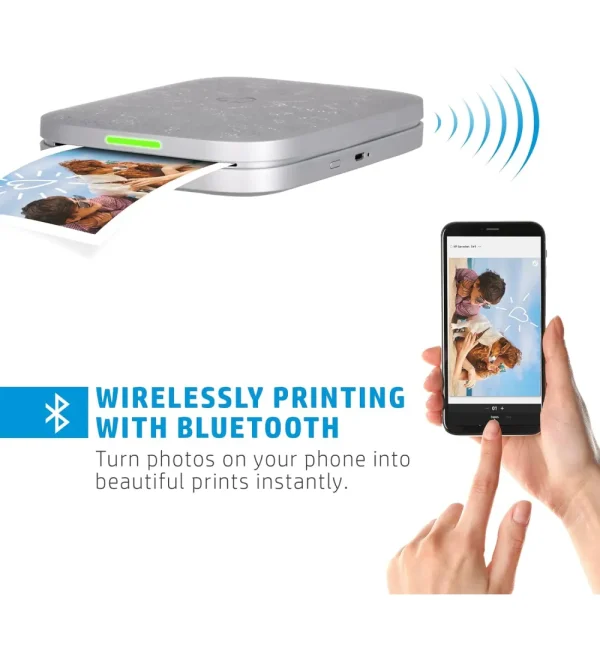 Wirelessly print 3.5 x 4.25-inch photos on zinc paper using iOS and Android devices with the HP Sprocket 3x4 Instant Photo Printer, available in white - Image 4