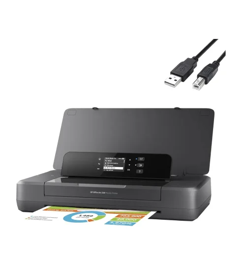 HP – Officejet 200 Wireless & Mobile Printing with 6 ft Printer Cable