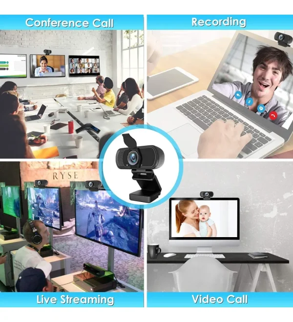 Webcam, HD Webcam 1080P with Privacy Shutter and Tripod Stand, Pro Streaming Web Camera with Microphone - Image 3