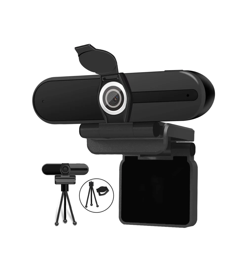 Computer Camera with Microphone, Pro Streaming Web Camera with Privacy Shutter and Tripod, Desktop Laptop USB Webcams