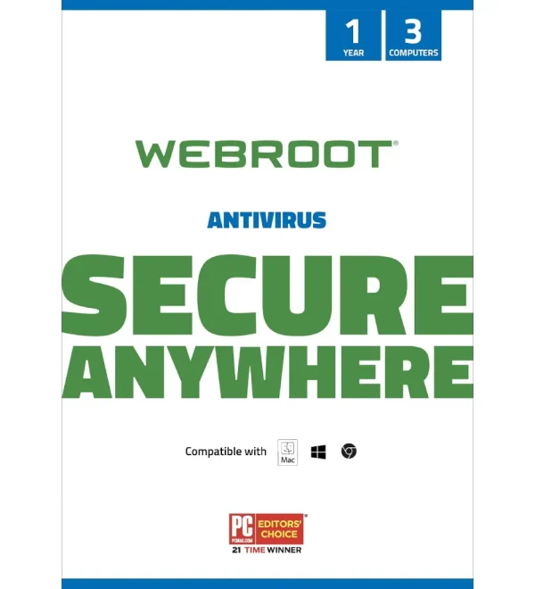 For PCs and Macs, Webroot Antivirus Software 2023 | 3 Devices | 1 Year Keycard Delivery